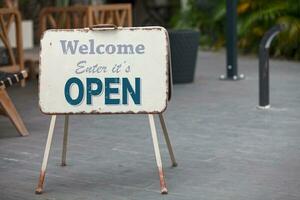 Outdoor open sign photo