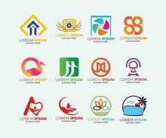 Set of abstract minimal icons and company website or app logo design vector