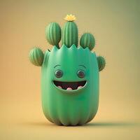 collection of happy, smiling, joyful cartoon style sun characters for summer, vacation design. Cartoon Cactus smiling avatar photo