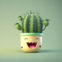 collection of happy, smiling, joyful cartoon style sun characters for summer, vacation design. Cartoon Cactus smiling avatar photo