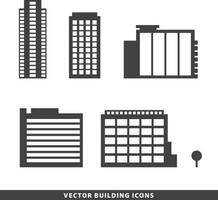 set of vector office buildings, apartments, houses icons, silhouettes