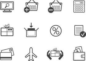 set of vector shopping online line icons