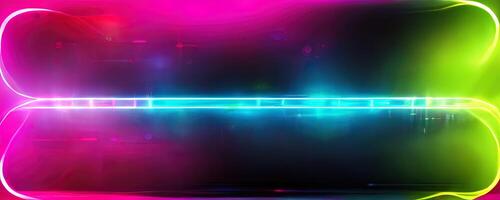 illustration of gaming background abstract, cyberpunk style of gamer wallpaper, neon glow light of sci-fi. Glowing iridescent neon lights for both light and dark backgrounds. photo