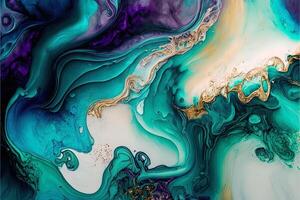 Marble ink abstract art from exquisite original painting for abstract background, colorful. Painting was painted on high quality paper texture to create smooth background photo
