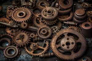 Steampunk cogs gears rust background wallpaper. photo