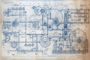 Technical blueprint. AI Generated photo