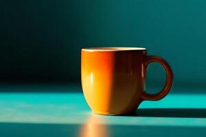 Coffee mug on bright background. photo