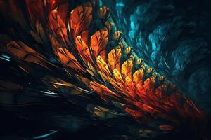 Geometrical digital 3d render fractal amoled texture with high contrasted bloom effect chaotic flow collection. photo
