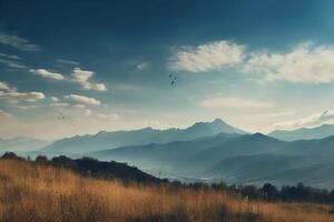 The sky and mountains a simple background. photo