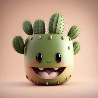 collection of happy, smiling, joyful cartoon style sun characters for summer, vacation design. Cartoon Cactus smiling avatar photo