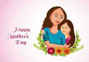 Mother and child hugging and holding card background vector