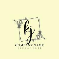 KJ Initial beauty floral logo template vector