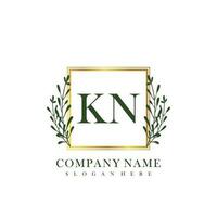 KN Initial beauty floral logo template vector