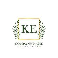 KE Initial beauty floral logo template vector
