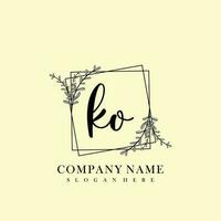 KO Initial beauty floral logo template vector