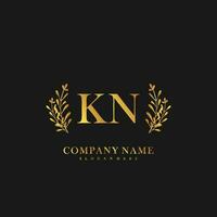 KN Initial beauty floral logo template vector