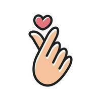 Finger heart icon in flat style. Finger heart vector illustration on white isolated background. Love sign