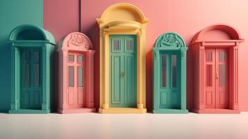 colorful door in trending color palette with photo