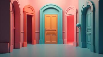 colorful door in trending color palette with photo