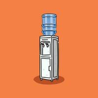 water dispenser. Gray white plastic water cooler with blue full bottle, vector illustration design on orange background