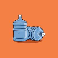 dos galones de azul agua lleno con agua en un naranja antecedentes vector ilustración diseño