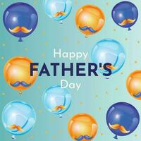 Father's Day balloons with mustache greeting card illustration vector