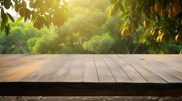 Cleanse wooden table specific of time as of late mango tree establishment. Creative resource, photo