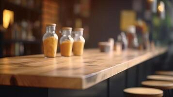 Table with cleanse space for things in cafe shop on Cloud establishment. Creative resource, photo