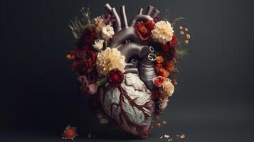 Human heart with creates, cherish and feeling concept. Creative resource, photo