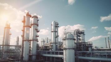 Oil refinery plant from industry zone, Oil and gas petrochemical mechanical. Creative resource, photo