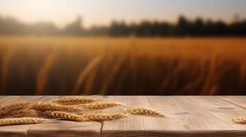 Cleanse wooden table a number of of time as of late brilliant ears of wheat foundation. Creative resource, photo