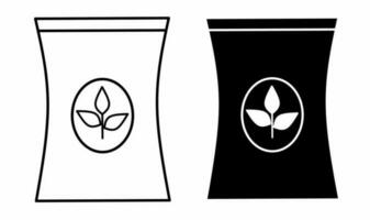 outline silhouette Fertilizer flat icon set isolated on white background vector