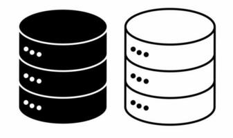 outline silhouette database storage icon set isolated on white background vector