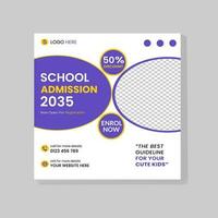 school admission promotion social media post template design, education advertisement vector