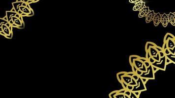 Rotating gold ornamental circle frame, arabesque. Moving abstract geometric objects, black background. Ramadan, Eid al Adha graphic animation, slow motion, loopable. Islamic design. video