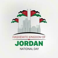 Jordan independence day greeting card, banner, horizontal vector illustration. Jordanian national day holiday 25th of May design element with curve flags as a symbol of independence