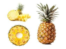 white background chopped pineapple image, isolated photo