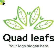 Vector Quad leaf logo on which an abstract image of a 4 leaves which is also similar to a leaf of a tree.