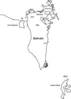 bahrein mapa contorno detallado con principal areas nombres vector