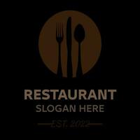 Restaurant logo with spoon and fork icon, modern concept of colors. vector