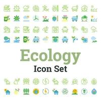 verde vivo ecología icono conjunto vector