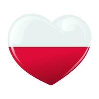 Flag of Poland in the shape of a heart. Heart with Poland flag. 3D illustration, vector