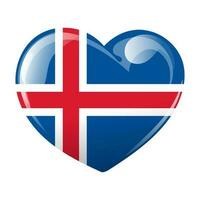 Flag of Iceland in the shape of a heart. Heart with flag of Iceland. 3d illustration, vector