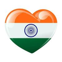 Flag of India in the shape of a heart. Heart with flag of India. 3d illustration, vector