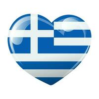 bandera de Grecia en el forma de un corazón. corazón con el bandera de Grecia. 3d ilustración, vector