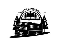 Camper car silhouette design logo illustration vector