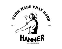 Logo design man holding a hammer vector