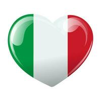 Flag of Italy in the shape of a heart. Heart with Italy flag. 3d illustration, vector