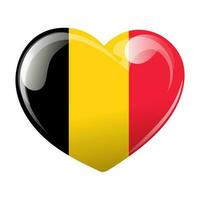 Flag of Belgium in the shape of a heart. Heart with Belgium flag. 3D illustration, vector