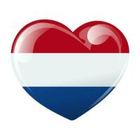 Flag of the Netherlands in the shape of a heart. Heart with the flag of the Netherlands. 3d illustration, vector